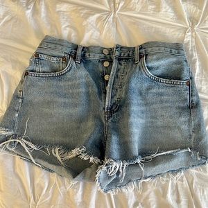 Agolde Parker Vintage High Rise Light Wash Denim Shorts
